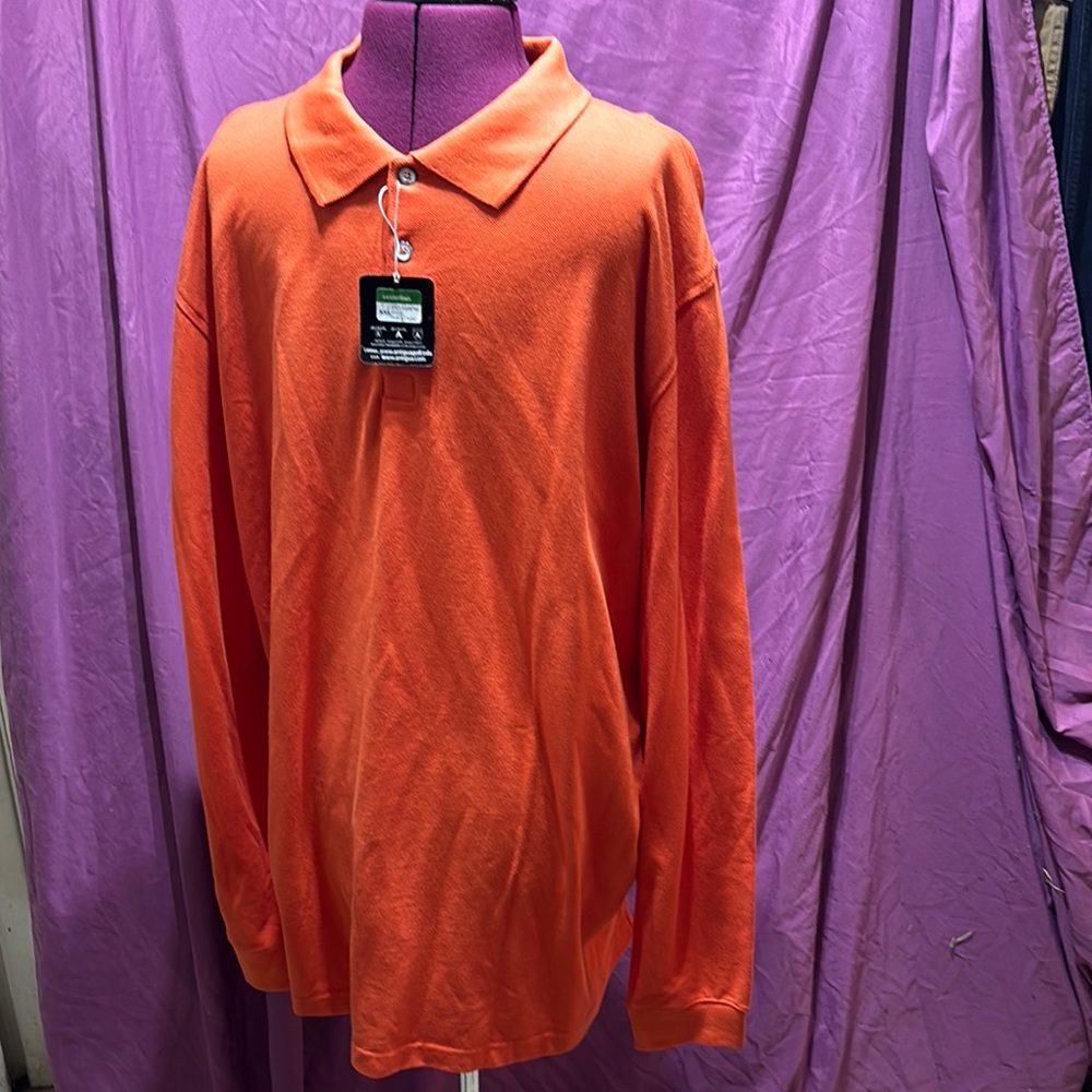 NWT ANTIGUA Men's Orange Polo Long Sleeve Shirt, Sixe 2XL